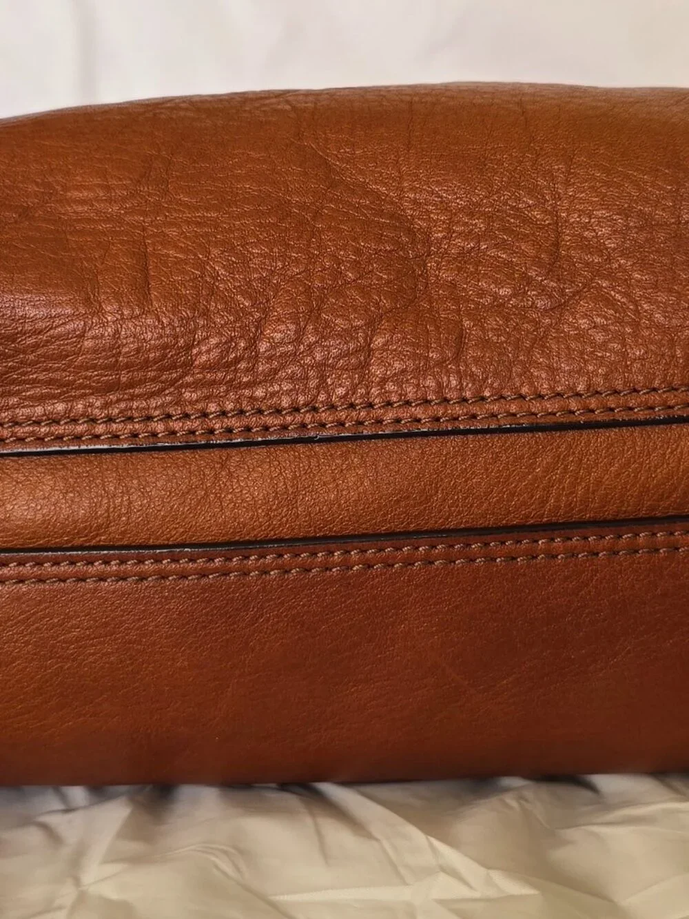 Fossil Maya Small Hobo Bag Cognac Brown Pebbled Leather Shoulder Purse